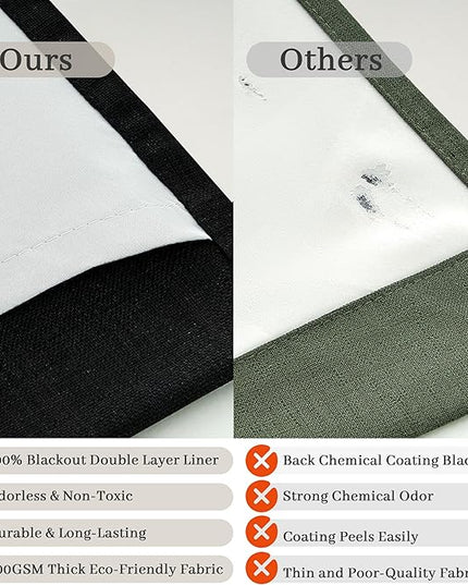 Thick Linen Viral Room Divider Black Out Curtains 90 Inch Long for Dorm, Modern Pinch Pleat Blackout Drapes 90 Inch Length 2 Panels Set Noise Cancelling Privacy Two Layer Windows Burg for Apartments