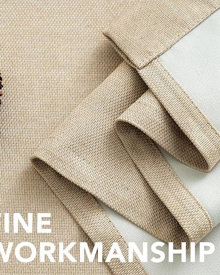 H.VERSAILTEX Linen Blackout Curtain 63 Inches Long for Bedroom/Living Room Thermal Insulated Grommet Linen Look Curtain Drapes Primitive Textured Burlap Effect Window Drapes 1 Panel - Heather Beige