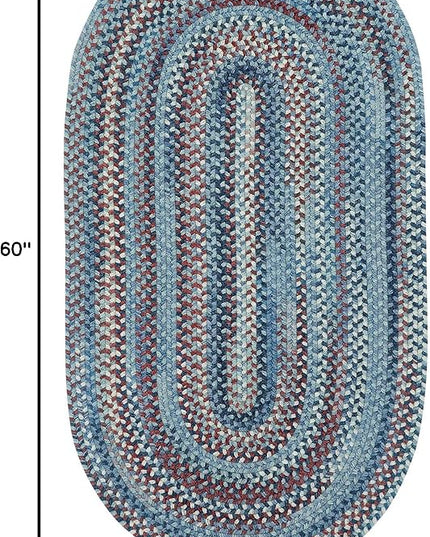 Capel American Heritage Barn Blue 3' 0" X 5' 0" Oval Braided Rug