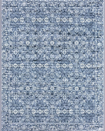 8x10 Area Rug Blue, Vintage Floral Large Washable Rug for Living Room Non-Slip Ultra Soft Bedroom Rug Tribal Traditional Farmhouse Carpet for Dining Room Office Home Décor