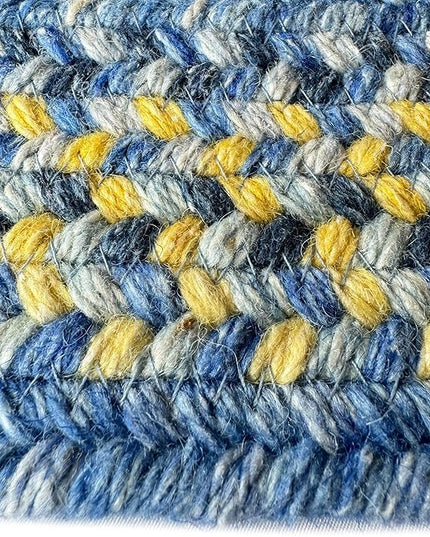 Capel American Heritage Blue Yellow 0' 24" X 0' 48" Concentric Rectangle Braided Rug