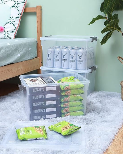 Citylife 32 QT Plastic Storage Bins with Latching Lids Stackable Storage Containers for Organizing Large Clear Storage Box for Garage, Closet, Kitchen, 8 Packs
