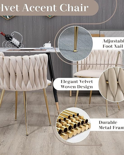 Small Clear Round Glass Top Dining Set for 2, 3 Pcs Modern Gold Circle Dinner Room Set, 36'' Minimalist Luxury Circular Kitchen Table Set, Ivory Woven Chair, for Breakfast Nook Living Room