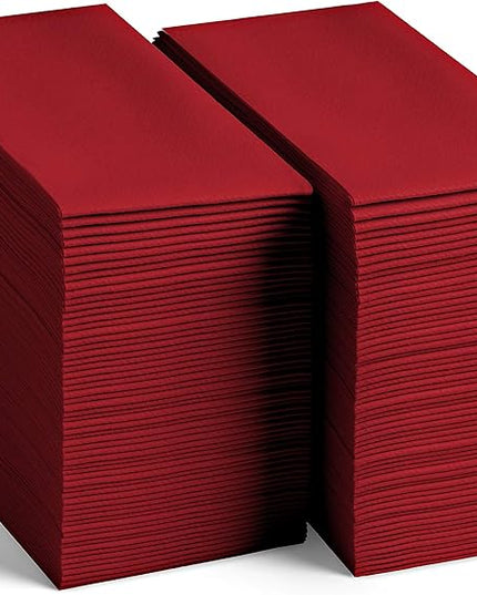 100 Linen-Feel Colored Paper Napkins - Decorative Cloth-Like Burgundy Dinner Napkins - Soft And Absorbent. For Kitchen, Party, Wedding, Bathroom Or Any Occasion. (Pack of 100)