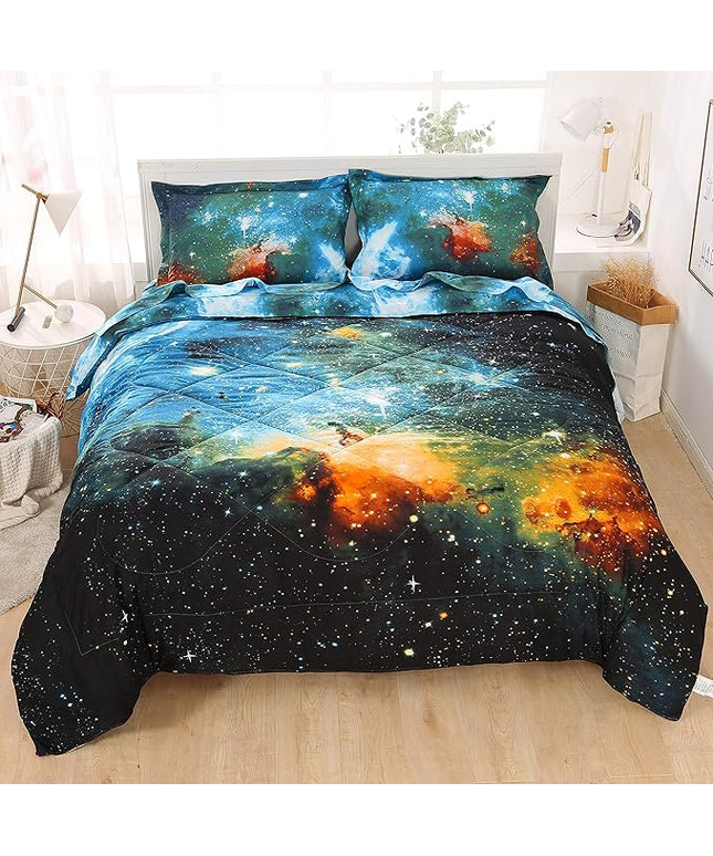 Wowelife Galaxy Full Size Bedding Comforter Set with Sheets, 5-Piece Space Bed in A Bag Full for Boys Girls Kids Bed Set with Comforter, Flat Sheet, Fitted Sheet and 2 Pillowcases