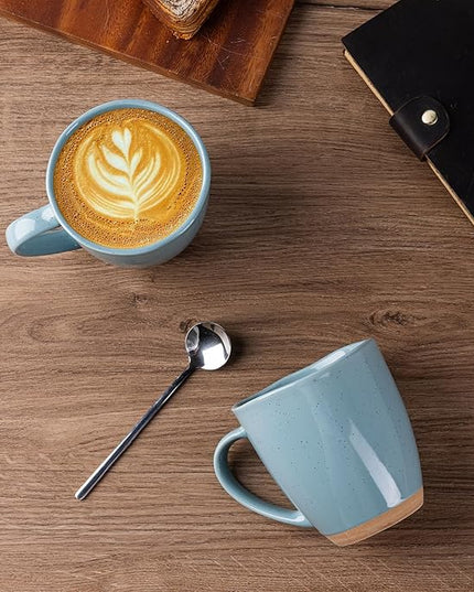 AmorArc 12oz Coffee Mugs, Ceramic Coffee Mugs set of 4 for Man, Woman, Dad, Mom, Modern Coffee Cups with handle for Latte/Cappuccino/Milk/Cocoa. Dishwasher&Microwave Safe, Blue