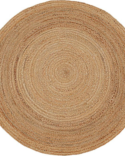 Hand Woven Jute Area Rug - 3' Round - Rustic Beige Reversible Farmhouse Rugs for Bedroom, Kitchen, Living Room - Vintage Natural Braided Entry Floor Décor Circle Boho Round Jute Rug 3ft