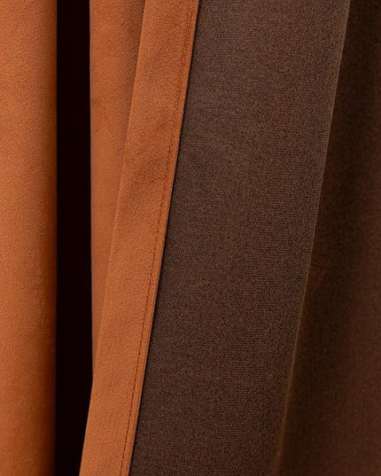 KOUFALL 52x72 Inch Length Burnt Orange Back Tab Velvet Curtains