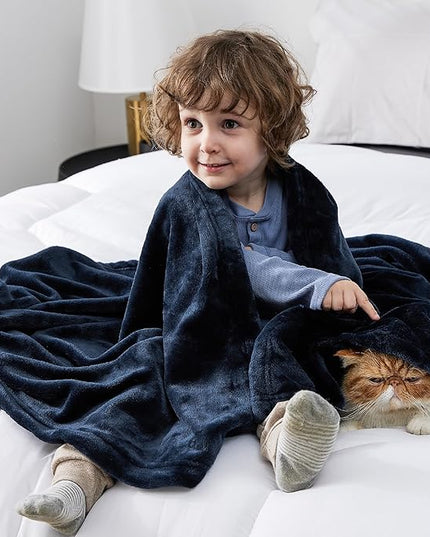 Bedsure GentleSoft Bedding Fleece Blanket for Girls and Boys - Soft Cozy Cute Small Throw Blankets for Travel, 43x55 Inches, Navy
