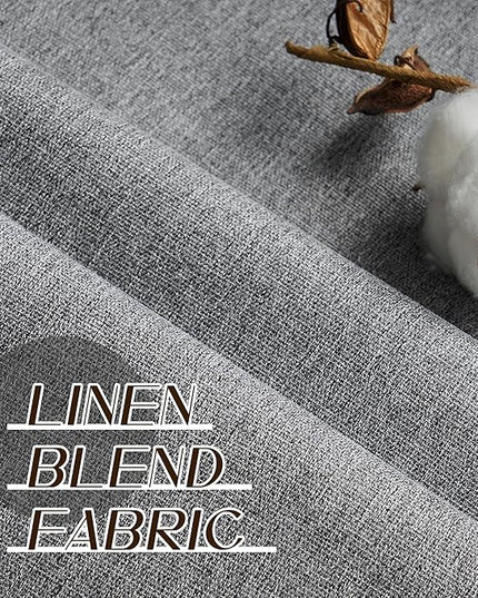 100% Blackout Grey Linen 84 Inch Length Curtains for Living Room, Full Blackout Grommet Drapes Noise Reducing Thermal Insulated Curtain Panels for Bedroom, Grey, W52 x L84, 2 Panels