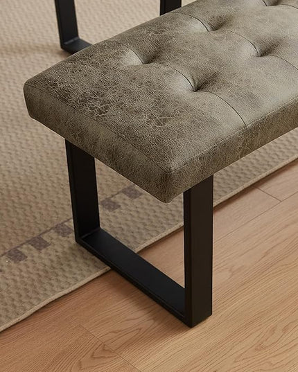 Modern L-Shaped Dining Bench, Vintage Fabric Upholstered Corner Sofa with Metal Legs for Kitchen Nook, Living Room, Dining Room (Brown)
