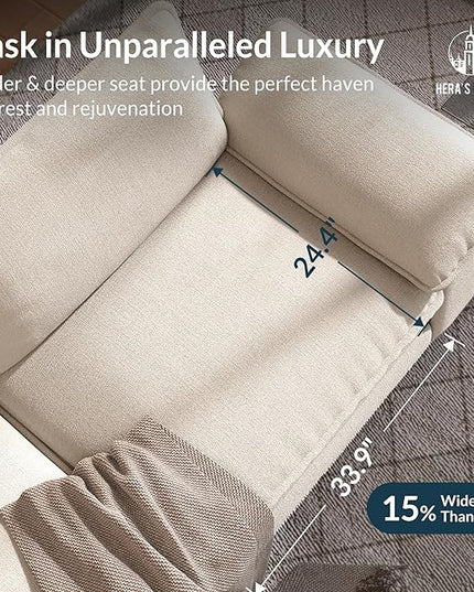 HERA'S HOUSE 158" Modular Sectional Sofa, Oversized Couches for Living Room, Comfy Cloud Couch 4-Seater Deep Seat Sofa with Throw Pillow, Chenille Beige