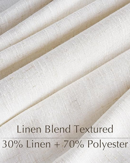 NICETOWN 230GSM Linen Blend Semi Sheer Curtains 96 inches Long, Back Tab & Rod Pocket with Pleat Tab Privacy Farmhouse Window Treatments Light Filtering for Living Room, W52 x L96, 2 Panels