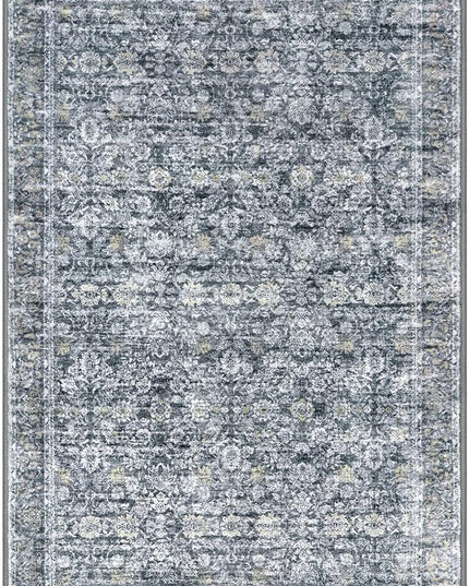 2x3 Washable Rug Soft Area Rug for Entryway, Grey Brown Non-Slip Indoor Door Mat Distressed Floral Low-Pile Kitchen Rugs, Neutral Vintage Carpet for Entrance Kitchen Bedside Farmhouse