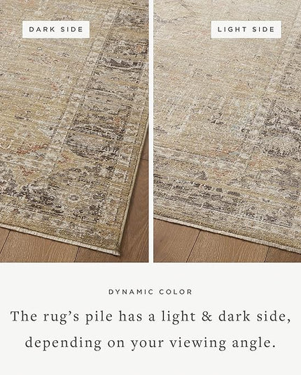 Loloi Magnolia Home by Joanna Gaines Millie Collection MIE-03 Gold/Charcoal 7'-10" x 10', .25" Pile Height, Area Rug