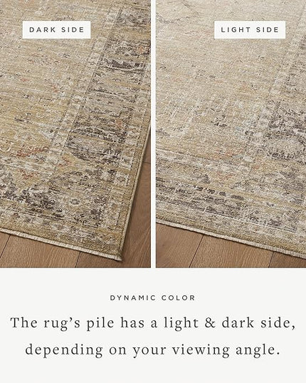 Loloi Magnolia Home by Joanna Gaines Millie Collection MIE-03 Gold/Charcoal 9'-6" x 13'-1", .25" Pile Height, Area Rug