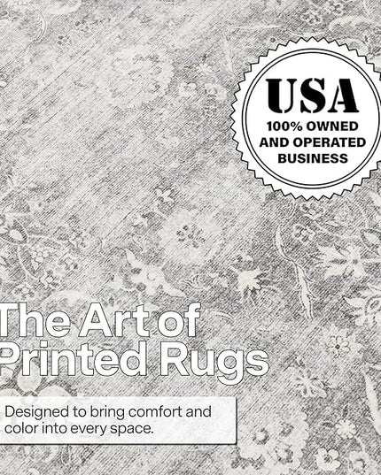 ReaLife Rugs Machine Washable Area Rug - Living Room Bedroom Bathroom Kitchen Entryway Office - Padded Low Pile Stain Resistant Premium - Boho Farmhouse Vintage - Noor - Silver Ivory 7'6" x 9'6"