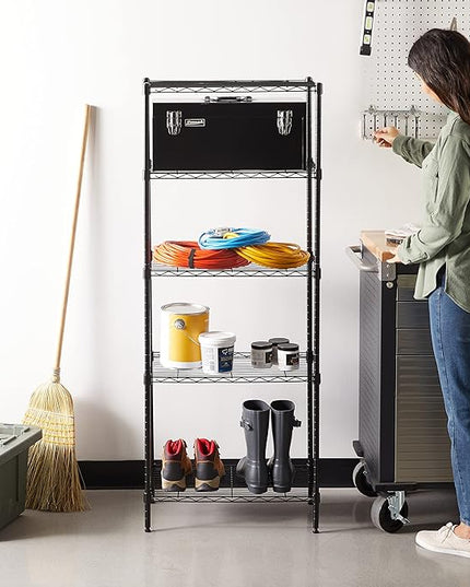 Amazon Basics 5-Shelf Multipurpose Adjustable Sturdy Steel Storage Shelving Unit, Easy Assembly, 13.4" D x 23.2"W x 60"H, Black