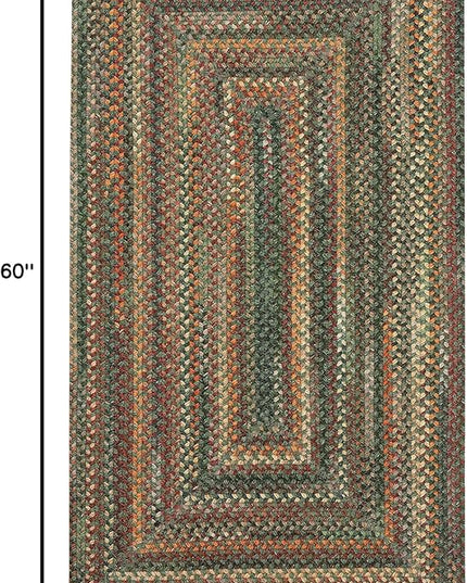 Capel American Heritage Green Multi 3' 0" X 5' 0" Concentric Rectangle Braided Rug
