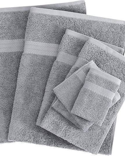 LANE LINEN 100% Cotton Luxury Bathroom Towel Set - 16 Pcs - Ring Spun, Quick Dry, Super Soft & Highly Absorbent - 4 Bath, 8 Washcloths, 4 Hand Towels - Pre Shrunk, Can be Used in Salon - Space Grey