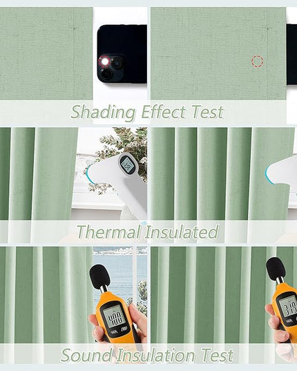 Guken Blackout Curtains 72 Inch Length 2 Panels Set for Living Room Bedroom Back Tab Thermal Insulated 100% Black Out Linen Drapes Room Darkening Window Curtains 72 Inches Long,Aqua Green