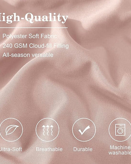 Monbix Twin XL Size Comforter Set - Extra Long 5 Pieces Dorm Bedding Sets, Quilting Design Fluffy Bed in a Bag Twin XL with Sheets, Pillowcase & Sham(Light Pink)