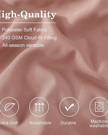 Monbix Full Comforter Set - 7 Pieces Clay Pink Bed in a Bag Full Size Bedding Sets with Comforters, All Seasons Down Alternative Comforter with Sheets,Pillowcases & Shams