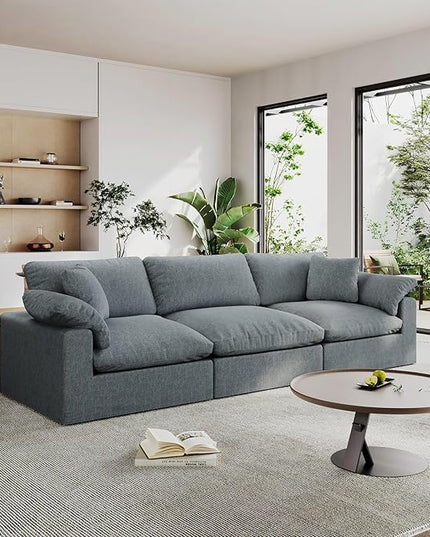 Modular Sectional Sofa Cloud Couch,Down Filled Comfy Cloud Modern Sofa,3 Seater Oversized Couch Cushion Covers Removable for Living Room,Light Blue