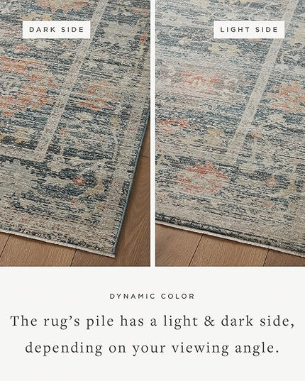 Loloi Magnolia Home by Joanna Gaines Millie Collection MIE-01 Blue/Multi 3'-6" x 5'-6", .25" Pile Height, Accent Rug