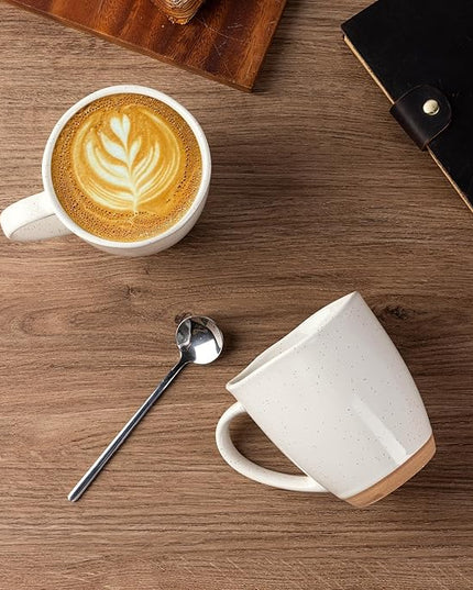 AmorArc 12oz Ceramic Coffee Mugs set of 6, Stylish Coffee Mugs with Rustic Terracotta Underside for Latte/Cappuccino/Milk/Cocoa, Dishwasher&Microwave Safe, Light Beige