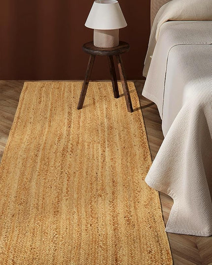 Jute Runner - Natural Fiber Hand Woven Boho Farmhouse Style 2x10 Foot Area Rug for Kitchen, Bedroom or Living Room - Braided Design Floor Decor