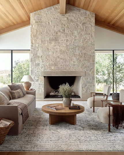 Loloi Amber Lewis Alie Collection ALE-05 Charcoal/Beige 7'-10'' x 7'-10'', .13'' Pile Height, Round Area Rug
