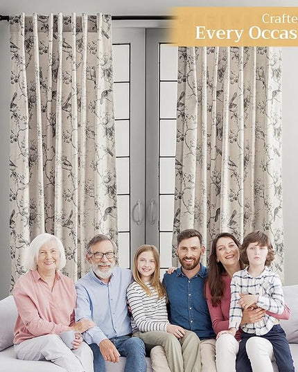 Maison d' Hermine Curtains for Living Room 100% Cotton 124 inch Length One Panel Light Filtering Curtains for Bedroom Windows with Rod and Loop Pockets Drapes (Turin, 50" W x 124" L)