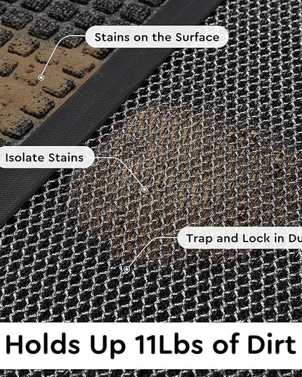 tchdio Front Door Mat Outside Entrance, Dirt Trapper Doormat-Entrance Welcome Matt Durable, Heavy Duty Entry Mat Non Slip Rubber Mats for Outside Stain Resist Door Mats for Entryway, 24"x47" Grey