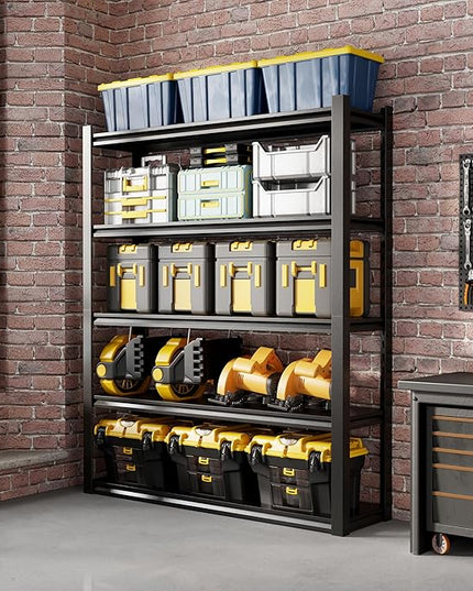 32" W Garage Shelving,5-Tier Heavy Duty Shelving Unit,3000LBS Adjustable Metal Storage Shelves,Storage Rack Units for Industrie,Shed,Warehouse,Basement,Black,32" W x 16" D x 63" H