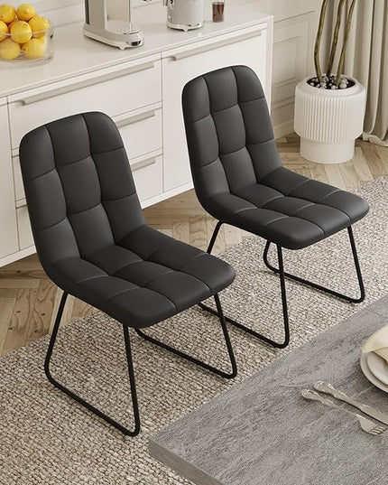 ZckyCine 67" Expandable Dining Table Set for 6, 7-Piece Modern Dining Room Table Set with Gray Wood Grain Finish and Upholstered Chairs, Extendable Kitchen Table with Black Metal Legs