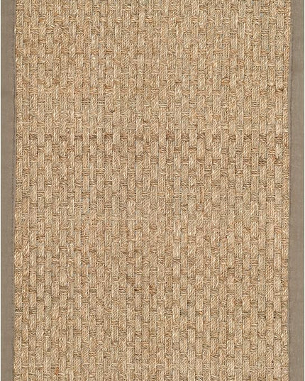 SAFAVIEH Natural Fiber Collection Area Rug - 2'6" x 4', Natural & Grey, Seagrass, Basketweave Pattern with Border (NF114P)