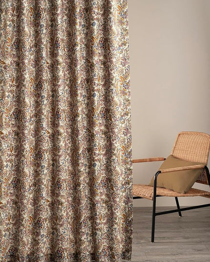 Maison d' Hermine Curtains for Living Room 100% Cotton 108 inch Length One Panel Light Filtering Curtains for Bedroom Windows with Rod and Loop Pockets Drapes (Jaipur, 50" W x 108" L)
