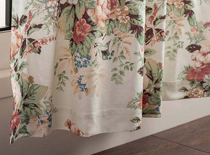 Maison d' Hermine Curtains for Living Room 100% Cotton 124 inch Length Two Panels Light Filtering Curtains for Bedroom Windows with Rod and Loop Pockets Drapes (Abbeville, 50" W x 124" L)
