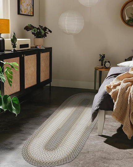 Tranquility TQ62 Frost 2' x 6' Runner - Braided Area Rug, Home Decor, Floor Mat or Bedroom Rug - Easy Care, Ideal for High Traffic Areas in Hallway and Living Room - Made in USA