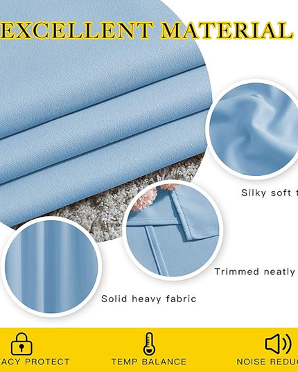 NICETOWN Blackout 90 inch Curtains for Living Room, Grommet Thermal Insulated Doorway Curtains Room Darkening Window Treatments for Bedroom, 2 Panels, W52 x L90, Blue