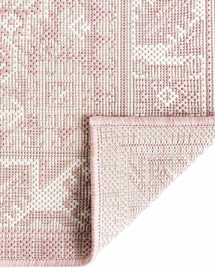 Rugs.com Outdoor Aztec Collection Rug – 13 Ft Square Pink Flatweave-Pile Rug Perfect for Living Rooms, Kitchens, Entryways