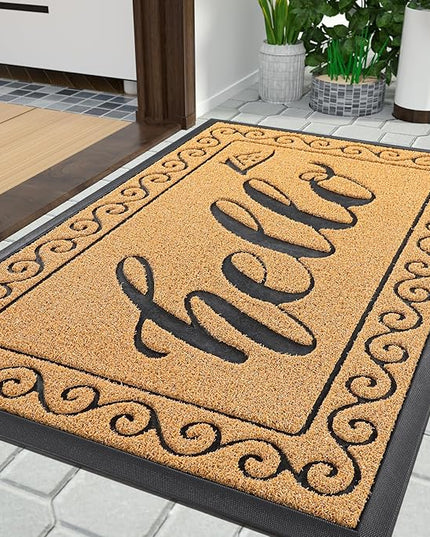 Yimobra Welcome Mats for Front Door 29.5x17, Heavy Duty Waterproof Outdoor Door Mat Outside Entrance, Non-Slip Low Profile Indoor Entryway Mat for Garage Patio, Yellow