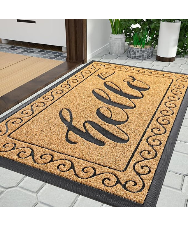 Yimobra Welcome Mats for Front Door 29.5x17, Heavy Duty Waterproof Outdoor Door Mat Outside Entrance, Non-Slip Low Profile Indoor Entryway Mat for Garage Patio, Yellow