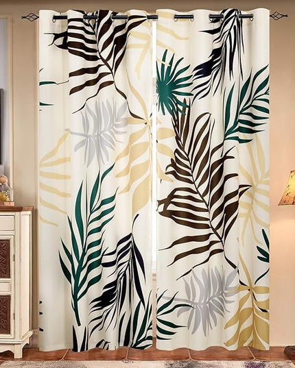 SUBRTEX Light Flitering Curtains 52Wx84L, Room Darkening Vibrant Floral Drapes, 50% Blackout, Semi Sheer Boho Farmhouse Curtains for Living Room, Yellow
