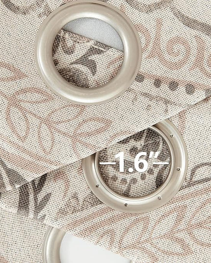 jinchan Linen Textured Curtains for Living Room Darkening 72 Inch Length, Medallion Drapes for Bedroom, Damask Pattern Window Treatments Vintage Curtain Panels, 2 Panels Taupe on Greige