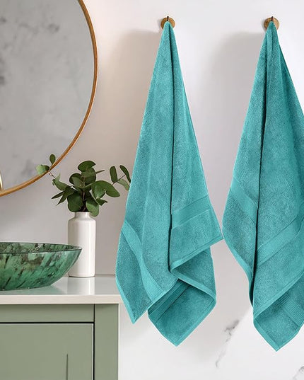 Superior Egyptian Cotton Pile Bath Towel Set of 2, Ultra Soft Luxury Towels, Thick Plush Essentials, Absorbent Heavyweight, Guest Bath, Hotel, Spa, Home Bathroom, Shower Basics, Turquoise