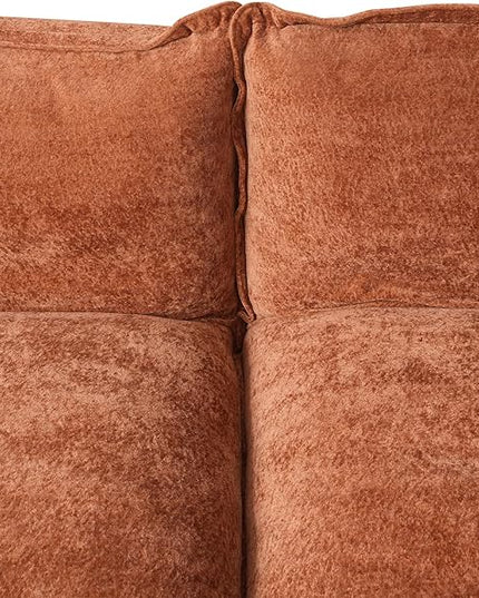 WJShome 147" Modern U-Shaped Couch for Living Room,Velvet Modular Sectional Sofa with Chaise,4-Seater Sofa with 2 Ottomans with Removable Cushions and 8" High Metal Legs, Easy to Clean, Terracotta