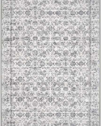 3x5 Washable Area Rug for Entryway, Grey Soft Distressed Floral Rug with Non-Slip, Low-Pile Vintage Neutral Area Rugs for Entryway Nursery Bedroom Dining, Dorm Carpet with Non-Shedding