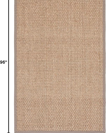 SAFAVIEH Area Rug 5x8 - Natural Fiber Collection - Natural & Grey, Seagrass, Basketweave Pattern with Border (NF114P)